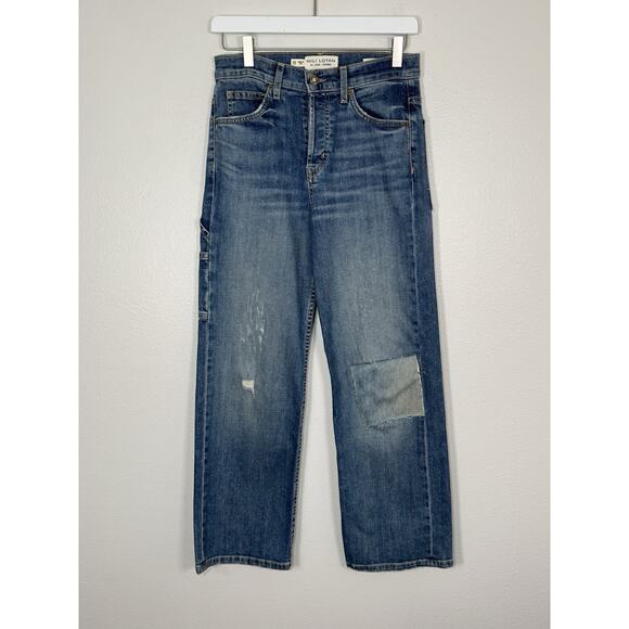 Nili Lotan Violette Jeans Wide Straight Leg Patchwork Casual, 25 - Modified - Picture 5 of 14